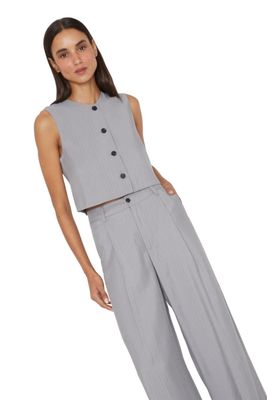 Vest Oxford rayas gris Jacinta Tienda