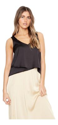 Polera Sara Sin Mangas Satin Negra Jacinta Tienda