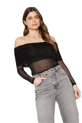 Imagen 2 del producto Polera Hombros Net negra Jacinta Tienda