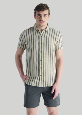 Camisa Stripe Casual Beige
