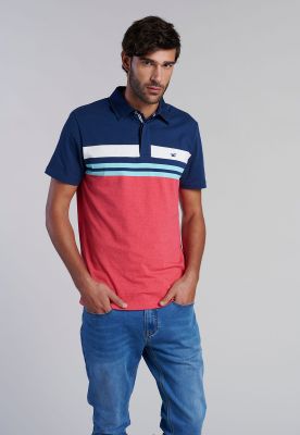Polera Polo Rayas Chicago Coral Melang
