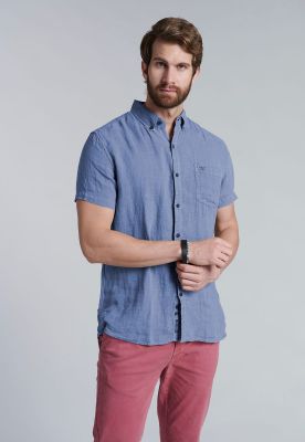 Camisa Lino Lavada F Navy