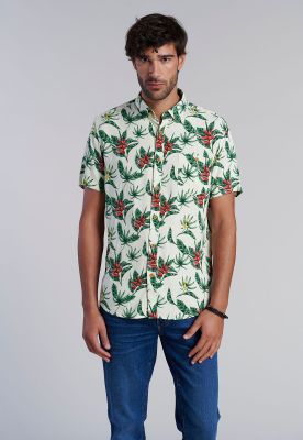 Camisa Estampada Dublin Fj Ecru