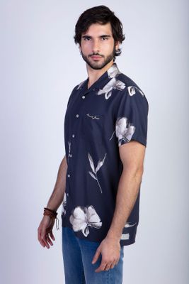 Camisa Estampada Flores Fj Black