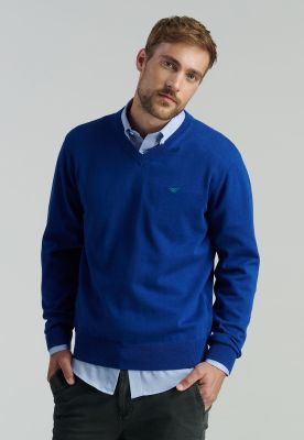 Sweater V Neck Solido F Smart Casual Dk.Blue