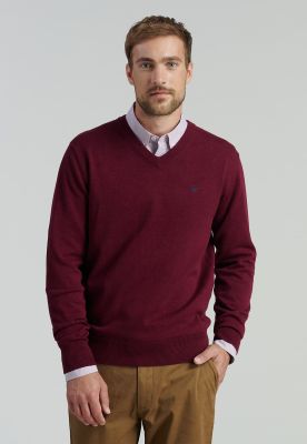 Sweater V Neck Melange F Smart Casual Dk Burgundy