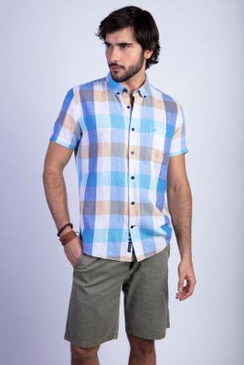 Camisa Cuadro Color F Blue