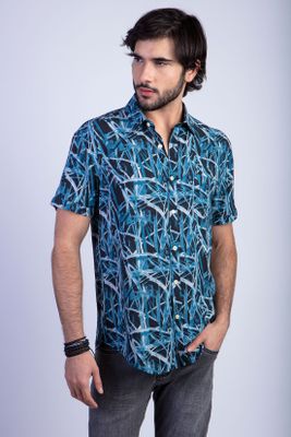Camisa Estampada Bamboo Fj Blue