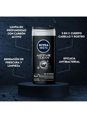 Imagen 2 del producto Pack 3 Gel De Ducha Nivea Active Clean 250ml Deep