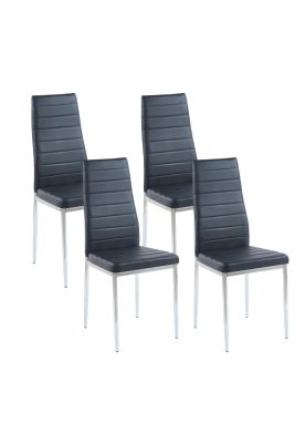 Pack de 4 Sillas Acolchadas Dining Liana con patas cromadas - Negras