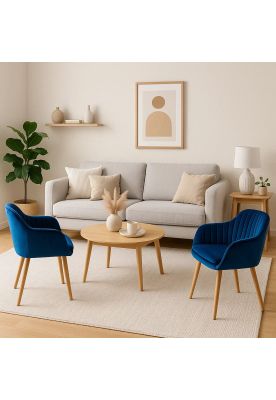 Imagen 2 del producto Pack de 2 Butacas Sitiales Poltronas Diamante Terciopelo - Azul