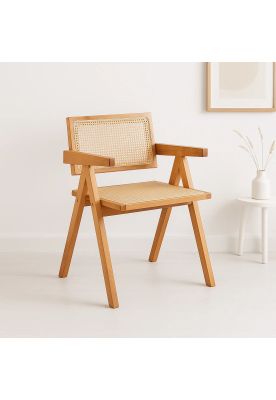 Imagen 2 del producto Silla Sitial Butaca Chandigarh Madera Rattan Natural