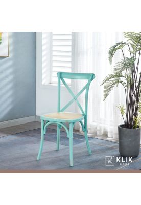 Imagen 2 del producto Silla Crossback Danubio Madera Rattan - Menta Vintage