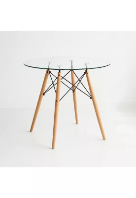 Mesa de Comedor Eames 80cm redonda vidrio
