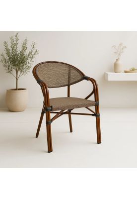 Imagen 2 del producto Silla Bistro Parisina Textileno con reposabrazos - Beige