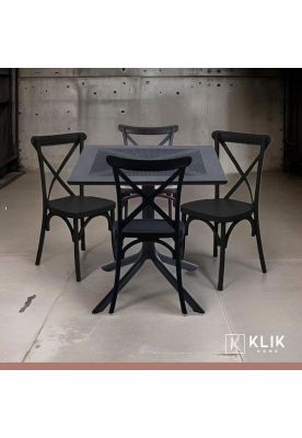 Imagen 2 del producto Mesa restaurant 80x80 Polipropileno + 4 Sillas Crossback Danubio - Negra