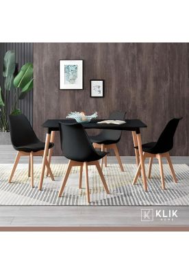 Imagen 2 del producto Comedor Mesa Rectangular Negra + 4 Sillas Tulip Negras