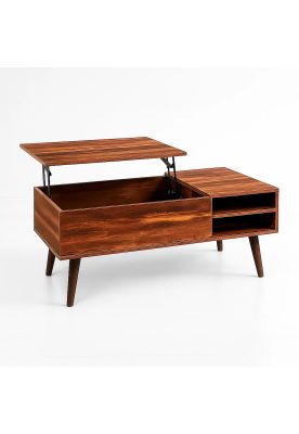 Mesa de Centro Rústica Greva Lift con Cajones y Repisa