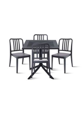 Imagen 1 del producto Mesa restaurant 80x80 Polipropileno + 4 Sillas Navy - Negra