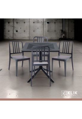 Imagen 2 del producto Mesa restaurant 80x80 Polipropileno + 4 Sillas Navy - Negra