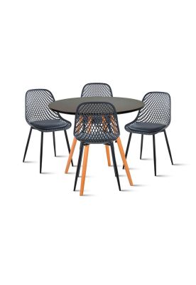 Imagen 1 del producto Comedor Mesa Redonda Negra 80cm + 4 Sillas Europa Negras