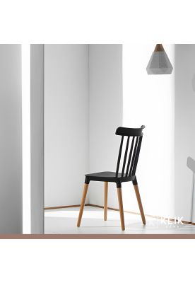 Imagen 2 del producto Comedor Mesa Redonda Negra 80cm + 4 Sillas Windsor Negras