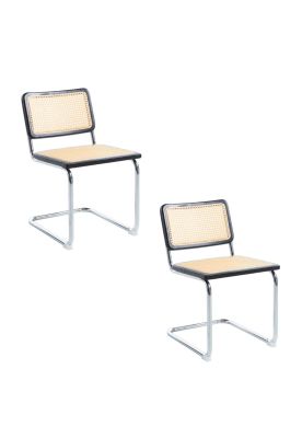 Imagen 1 del producto Pack de 2 Sillas Breuer Madera y Rattan - Negras