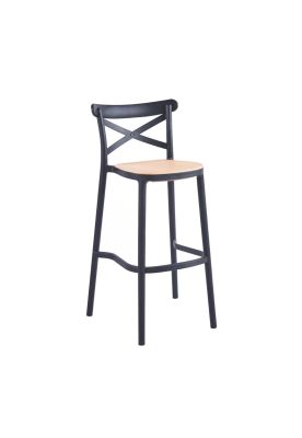 Taburete Crossback Danubio Piso de Bar o Terraza Exterior - Negro