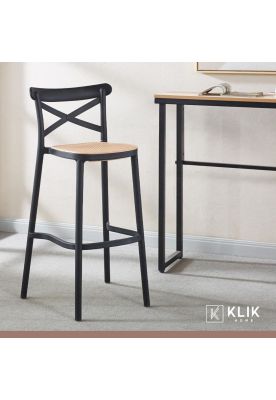 Imagen 2 del producto Taburete Crossback Danubio Piso de Bar o Terraza Exterior - Negro