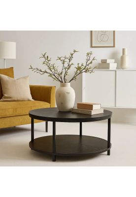 Imagen 2 del producto Mesa de Centro Redonda Negra - Diseño Moderno con Doble Nivel