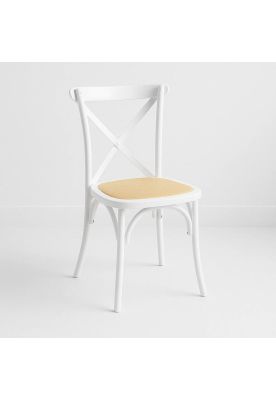 Silla Crossback Madera Rattan - Blanca