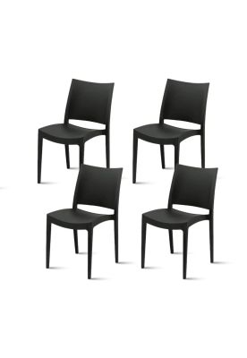 Imagen 1 del producto Pack de 4 Sillas de Terraza Exterior Tipo Restaurante - Negras