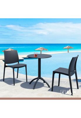 Imagen 2 del producto Pack de 4 Sillas de Terraza Exterior Tipo Restaurante - Negras