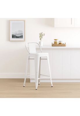 Imagen 2 del producto Taburete Tolix Acero con Respaldo - Blanco