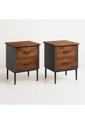 Imagen 1 del producto Pack de 2 Veladores Dos Cajones Metal Rústico