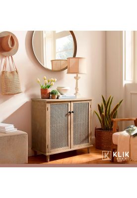 Imagen 2 del producto Cómoda 2 Puertas con Rattan MDF - Madera Clara