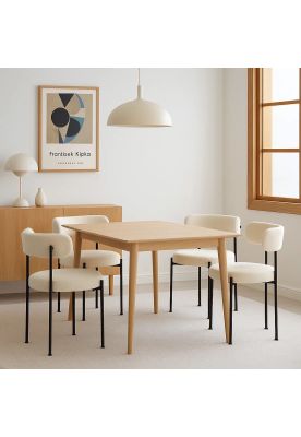 Imagen 2 del producto Pack de 4 Sillas Teddy de Tela con Patas Metálicas Negras - Crema