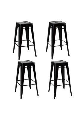 Pack de 4 Pisos Taburetes Tolix Altos - Negro