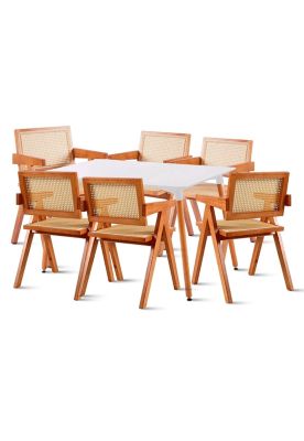 Imagen 1 del producto Comedor Rectangular de 120x80 Blanca + 6 Butaca Chandigarh Madera