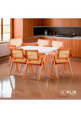 Imagen 2 del producto Comedor Rectangular de 120x80 Blanca + 6 Butaca Chandigarh Madera