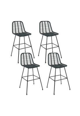Imagen 1 del producto Pack de 4 Taburetes Alto de Terraza Rattan Grecia Color Negro