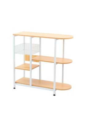 Mesa lateral para cocina de organización 3 niveles madera clara - Blanca