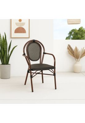 Imagen 2 del producto Silla Provence Parisina Rattan con reposabrazos - Café Oscuro