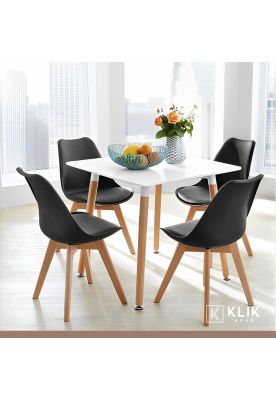 Imagen 2 del producto Comedor Mesa Eames Cuadrada Blanca + 4 Sillas Tulip Negras