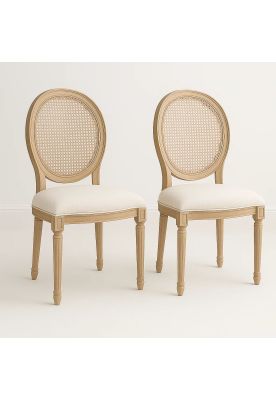 Pack de 2 Sillas de Comedor Madera Acolchada Luis XV