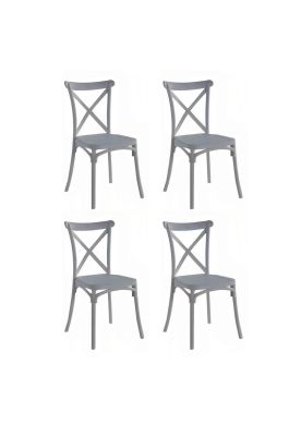 Pack 4 Sillas de Terraza o Comedor Crossback Danubio - Gris