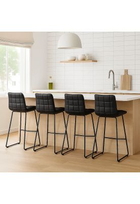 Imagen 2 del producto Pack de 4 Taburetes Altos Milano Cuero Sintetico con Patas Metálicas Estilo Industrial