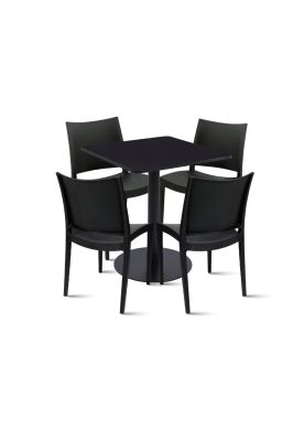 Imagen 1 del producto Mesa restaurant 70x70 Tubo Metal cubierta MDF + 4 Sillas Restaurante - Negra