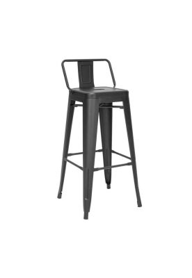 Taburete Tolix Acero con Respaldo para Bar o Terraza - Negro