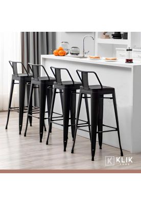 Imagen 2 del producto Taburete Tolix Acero con Respaldo para Bar o Terraza - Negro